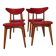 Set of 4 Vintage Chairs – 50s/60s Design – Red Faux Leather – Stackable