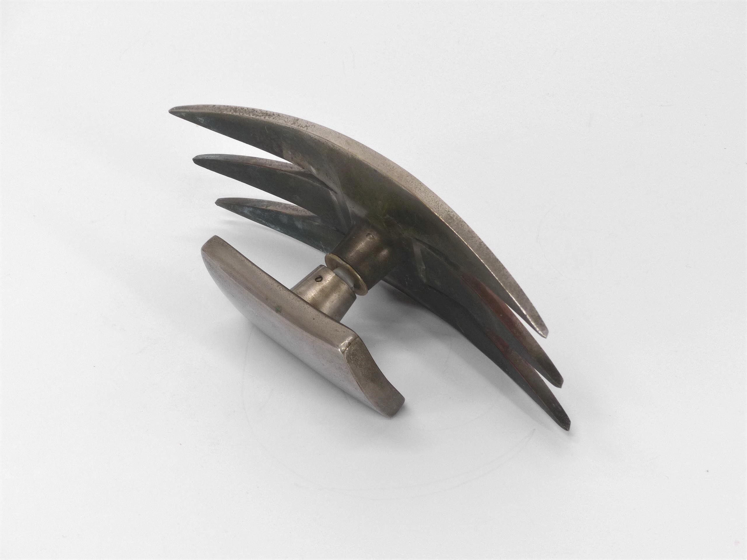 Brutalist door handle in silver bronze
