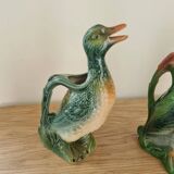 Blue gray slip duck pitcher