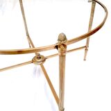 Coffee table brass and round glass design 1960