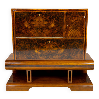 Meuble bar Art Déco en noyer, Wilhelm Mosurski - années 30