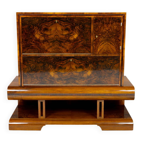 Meuble bar Art Déco en noyer, Wilhelm Mosurski - années 30
