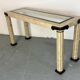 Table console vintage régence en travertin italien et laiton Maitland Smith.