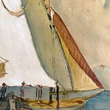 Old watercolor painting "Sailboat sailing" signed Simonet