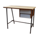 White formica and black metal feet desk
