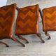 Lot de 3 tables gigognes - style Louis XV - merisier - décor marqueterie motif parquet (parqueterie)