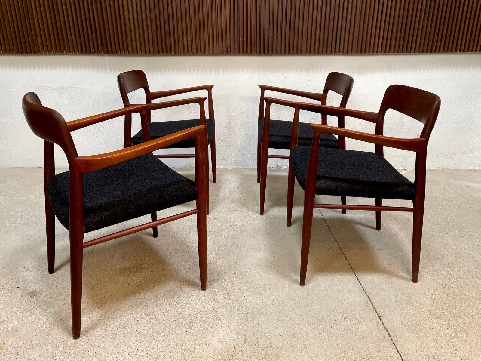 Danish teak model 56 chairs by Niels O. Møller for J.L. Møllers, 1954, set of 4