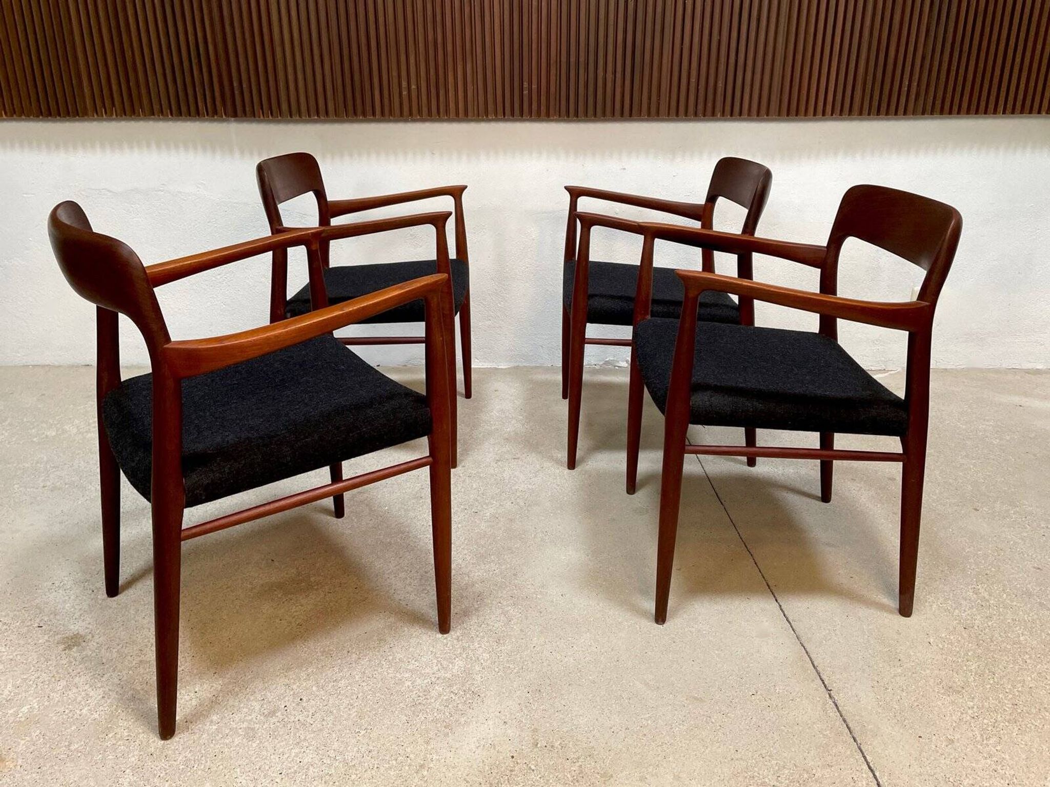 Danish teak model 56 chairs by Niels O. Møller for J.L. Møllers, 1954, set of 4