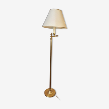 Gilded neoclassical brass reading light floor lamp