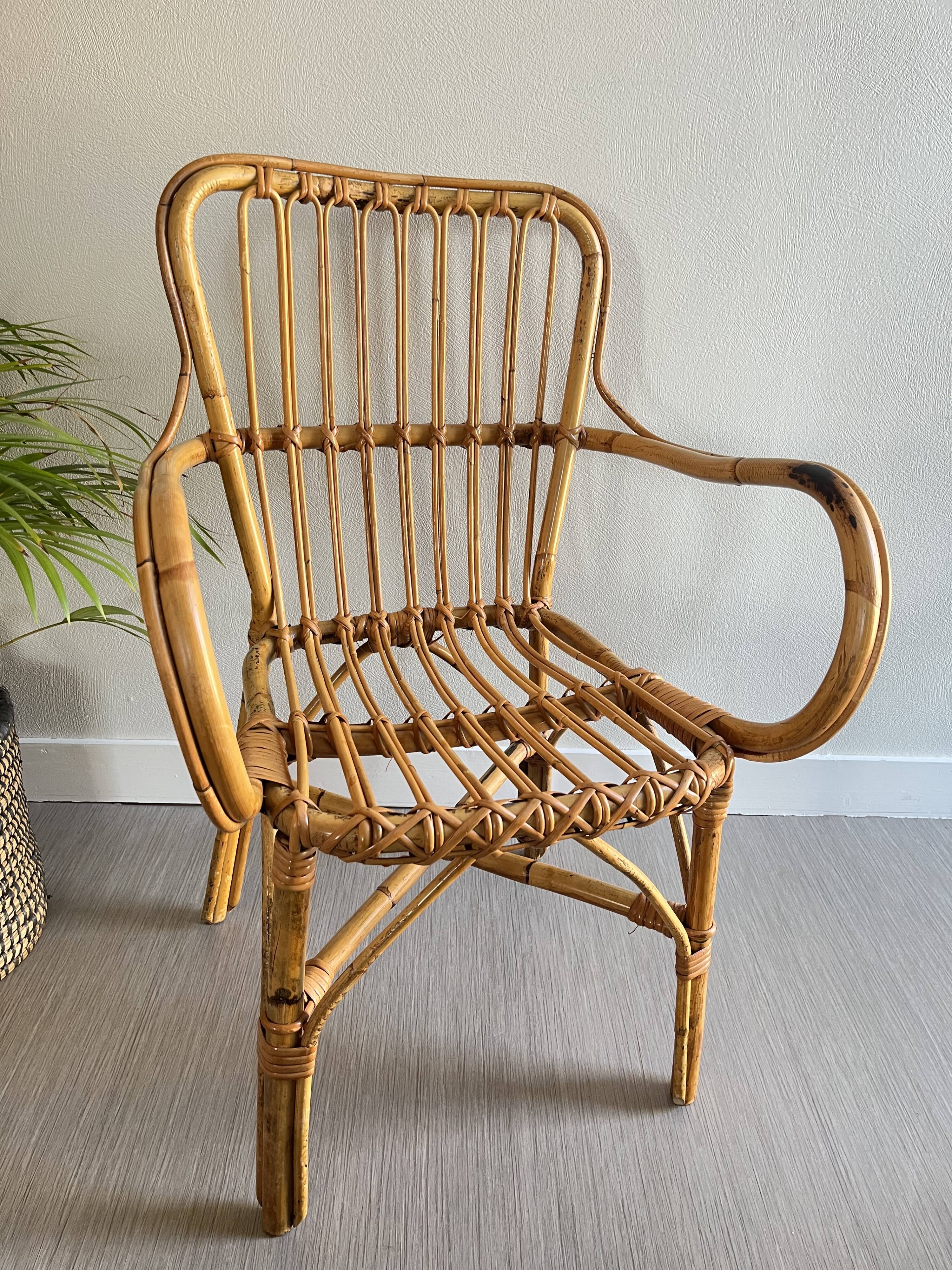 Vintage rattan armchair