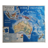 Vintage school map mdi Oceania - South America.