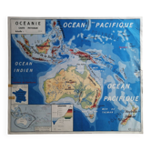 Vintage school map mdi Oceania - South America.