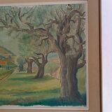 Large oil on canvas landscape of St Paul de Serre signed R. CAZ.