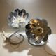 Pair of vintage flower bedside lamps