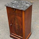 Louis Philippe mahogany bedside table from the 19th century with gray marble