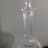Antique carved crystal decanter - flat ribbed neck - early 20th