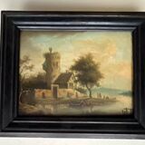 Small painting: oil on panel - lively landscape