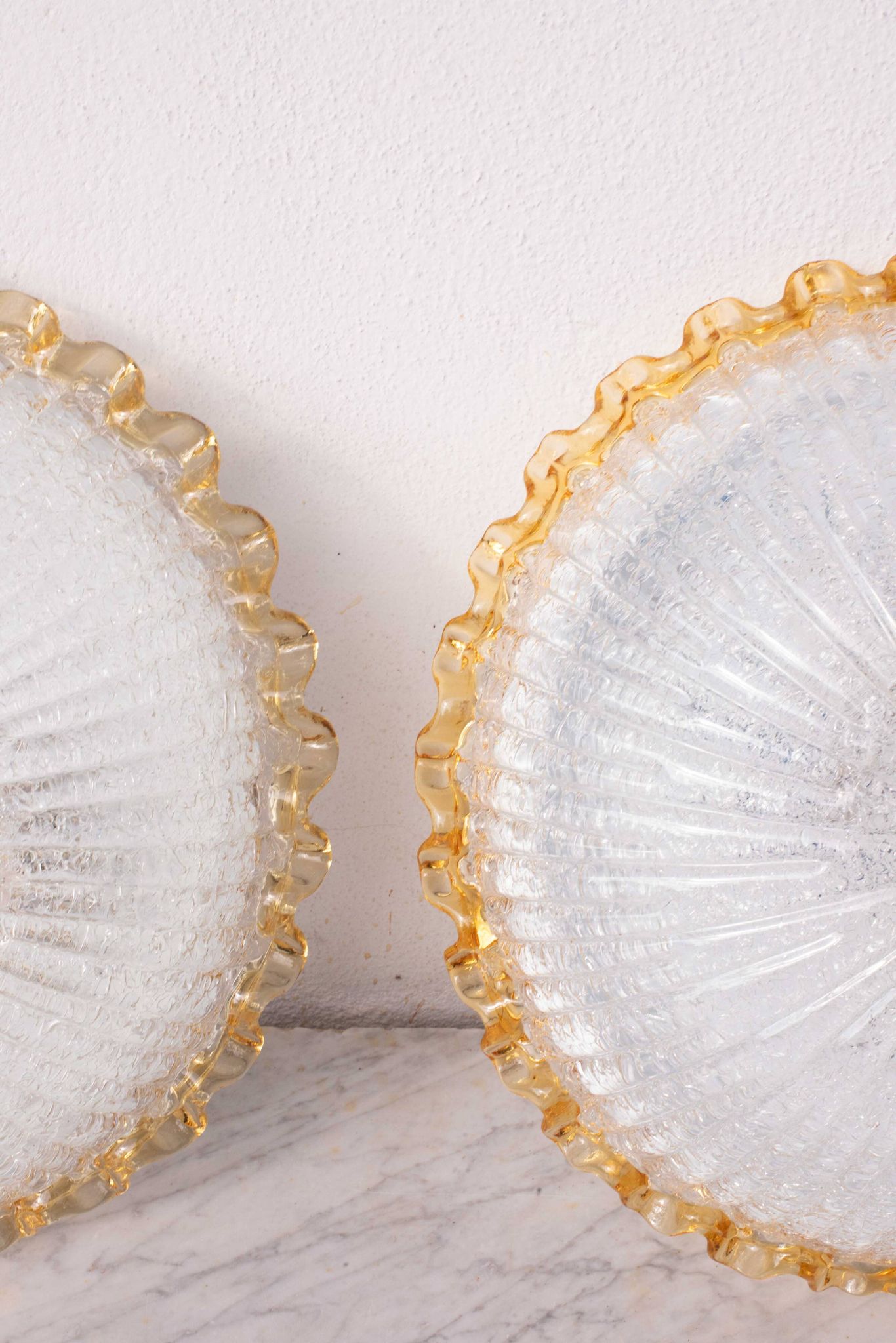Set of 2 Italian Yellow Large Size Murano Glass Ceiling Fixture, Murano, 19