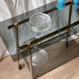 Vintage 1970 trolley in smoked glass and matte brass