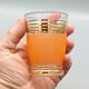 5 pretty multicolored frosted glasses with gold edges, vintage france 1950s