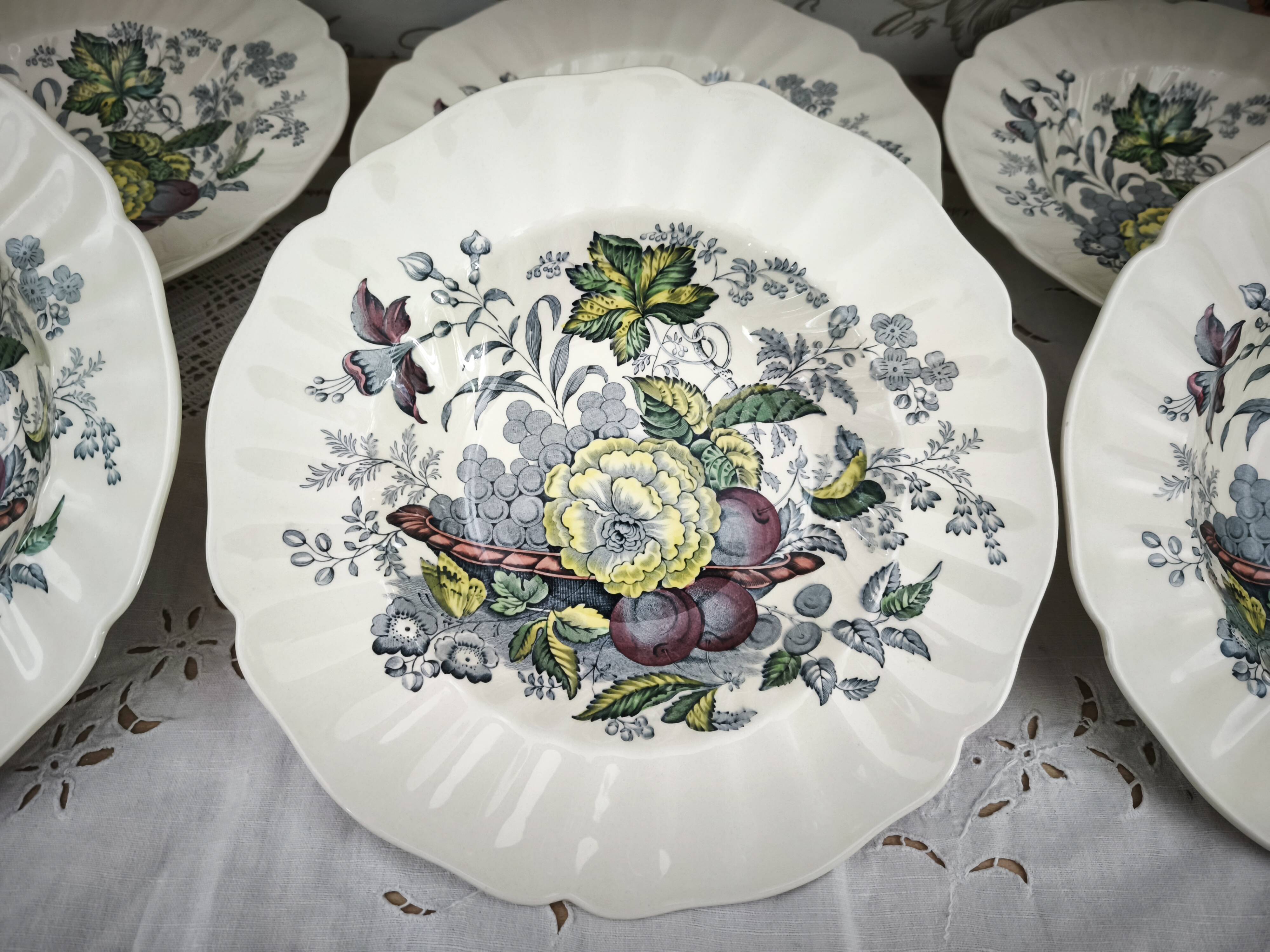 Set of 6 Royal Doulton deep plates in the Kirkwood pattern.