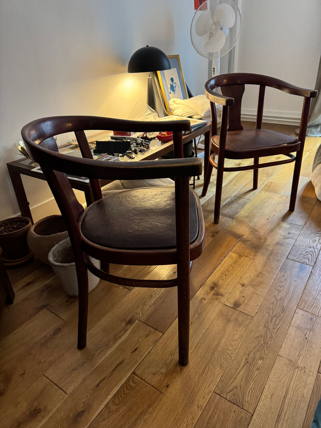 Two Thonet 967f F leather bistro chairs