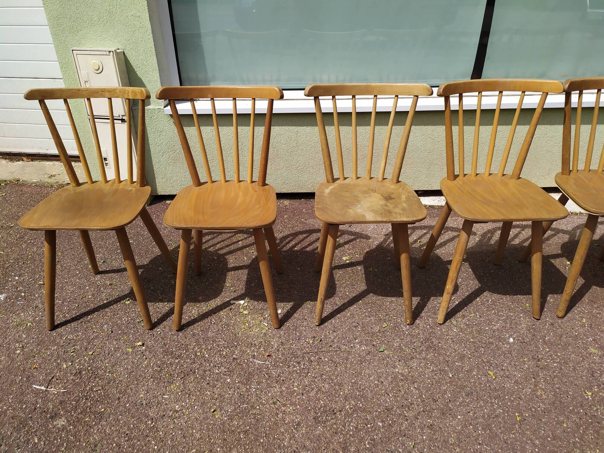 Set of 18 wooden bistro chairs - vintage - year 50 - 60