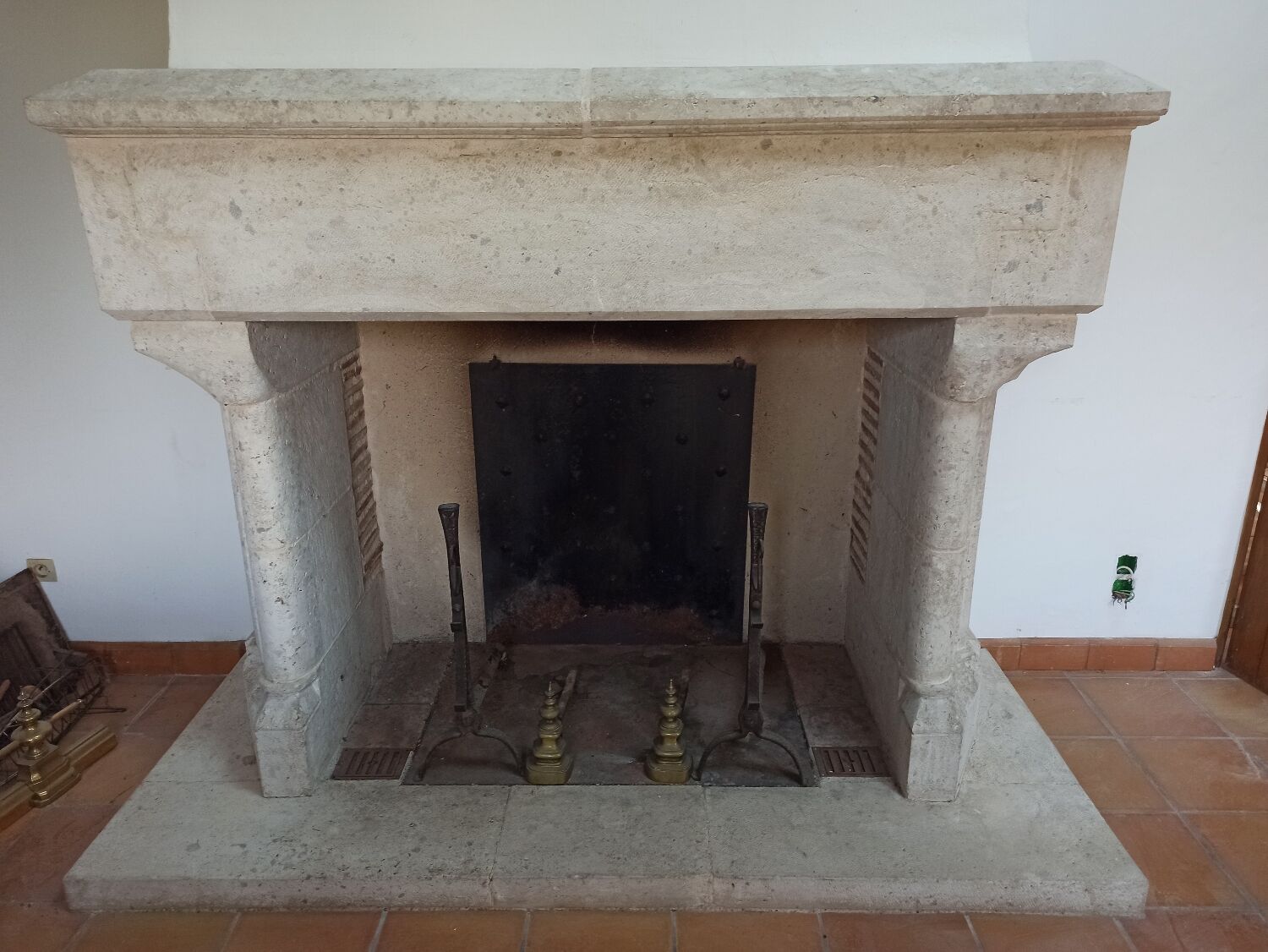 Stone fireplace
