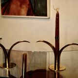 Pair of vintage brass candle holders by ivar alenius-bjork for ystad metal sweden 1939
