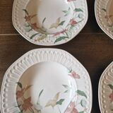 6 soup plates in vintage Spanish potensa earthenware
