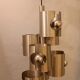 Chandelier with 7 lights in brushed aluminum, Italy 1970 Vintage