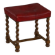 Twisted barley stool in Danish baroque oak with a red leather seat, early 20th century.
