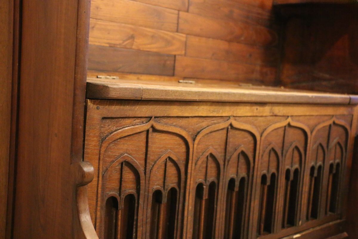 Antique wooden bank safe
