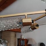 Arlus vintage brass and glass chandelier 6 lights