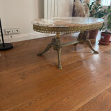 Coffee table Green marble and brass