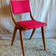 Solid wood chair with red fabric - 50's design