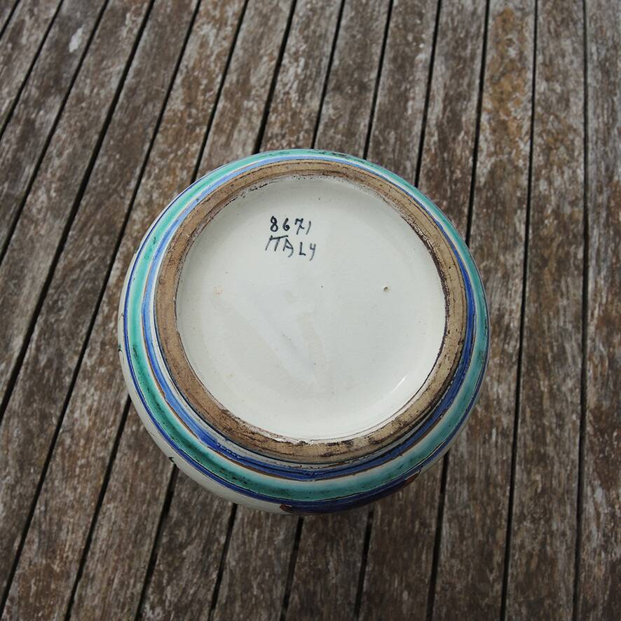 Antique Italian ceramic jug with floral decoration