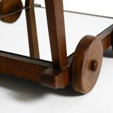 Beautiful, unique 1930s tea trolley bar cart made of solid oak wood