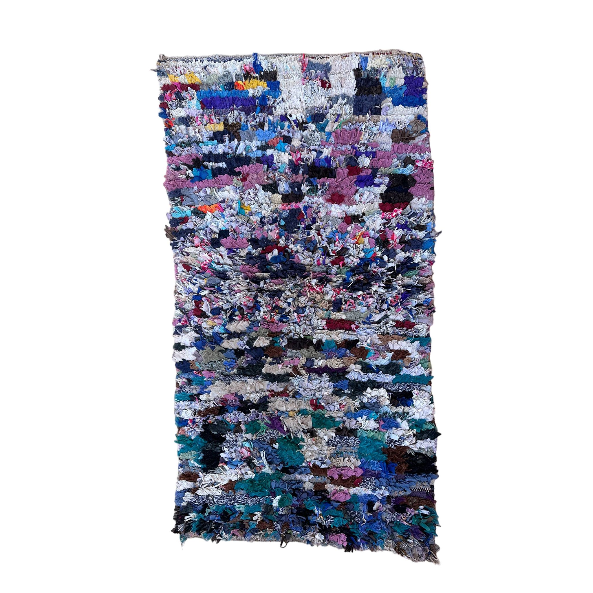 Tapis Marocain Boucherouite coloré - 89 x 162 cm