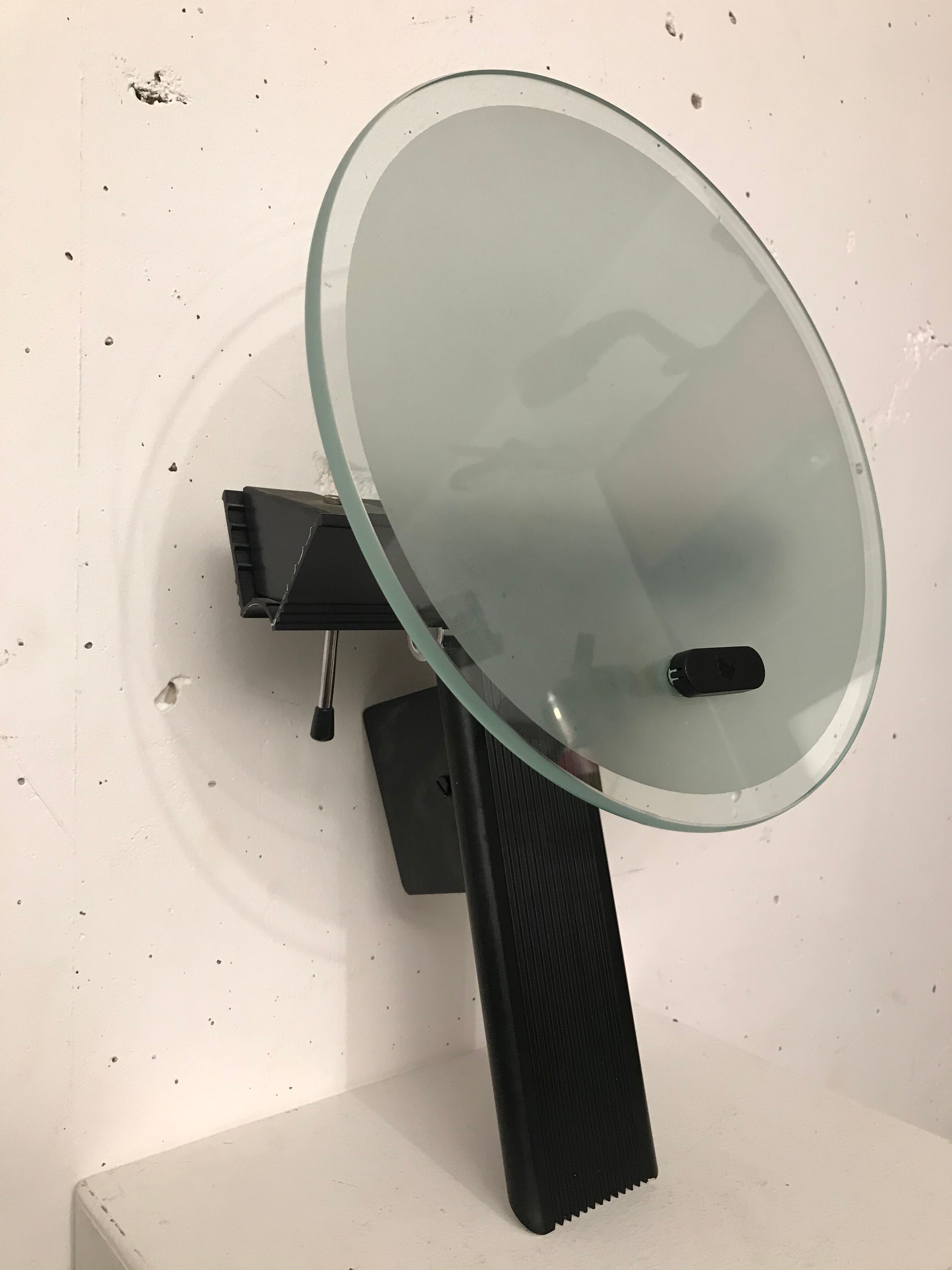 Glass and metal wall lamp 1980