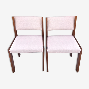 2 vintage chairs in solid wood and buckle 1970