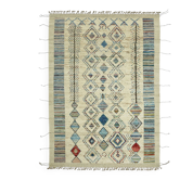 Tapis tribal unique noué à la main en laine beige 211 cm x 300 cm