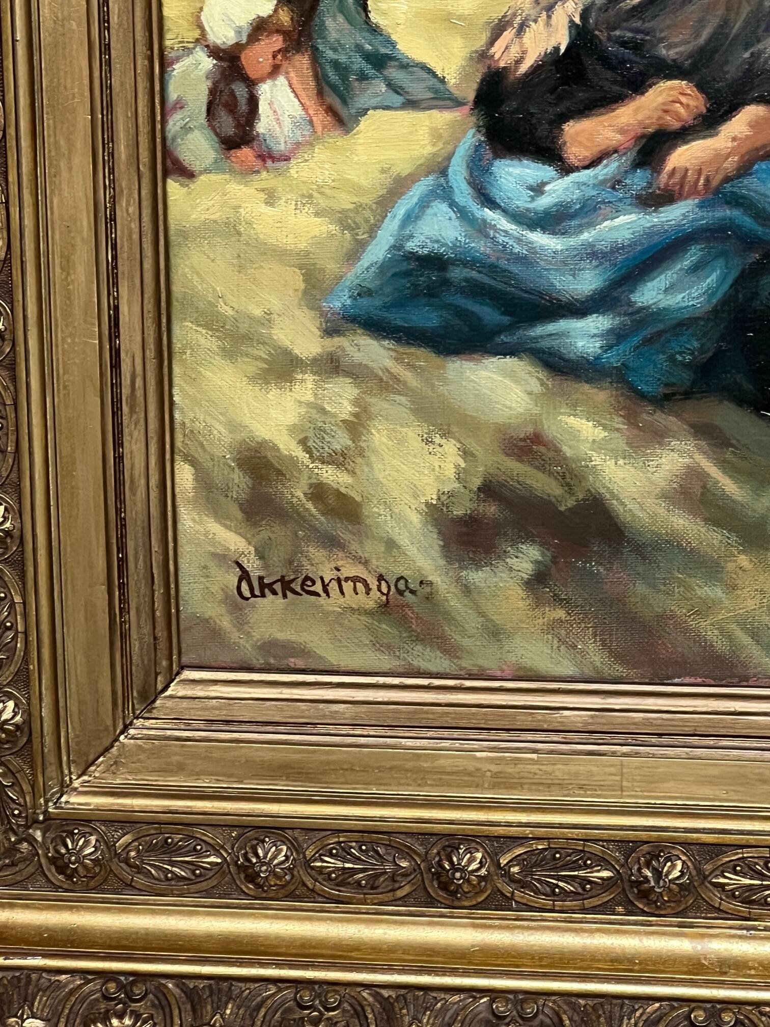 Johannes Evert Akkeringa (1861-1942). “Children playing on the beach”. Famous Dutch artist.