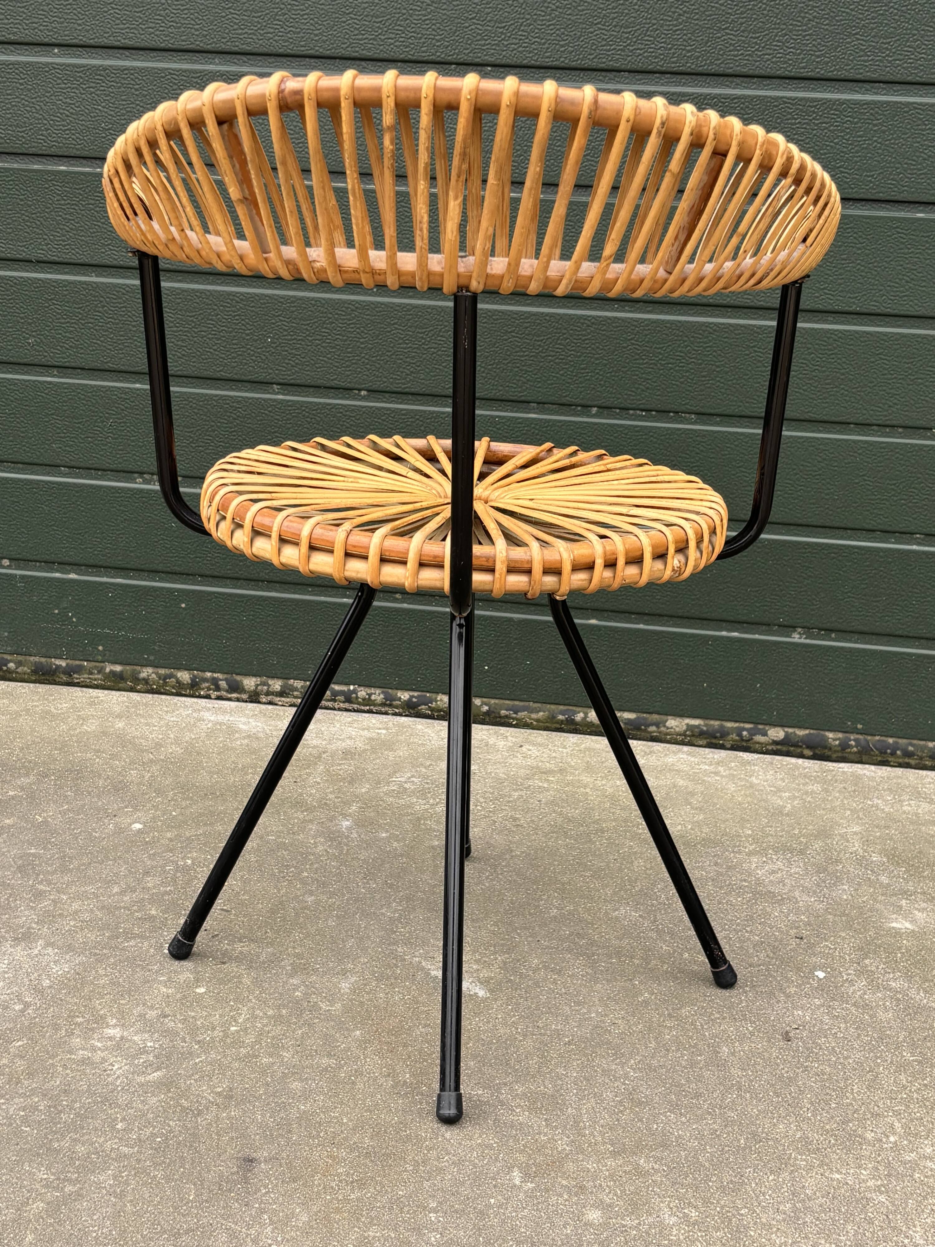 Vintage rattan chair Rohe Noordwolde Netherlands 1960s design