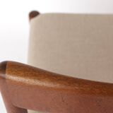 1 sur 4 Chaise de salle à manger en chêne du milieu du siècle – Vintage années 1960, revêtement gris clair