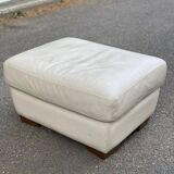 Beige leather pouf from IKEA
