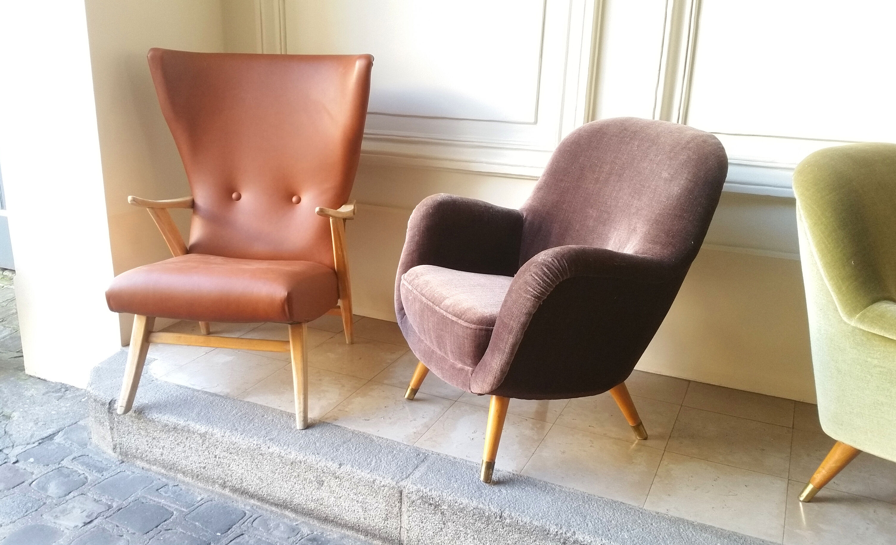 Chair high Scandinavian wing chair leatherette