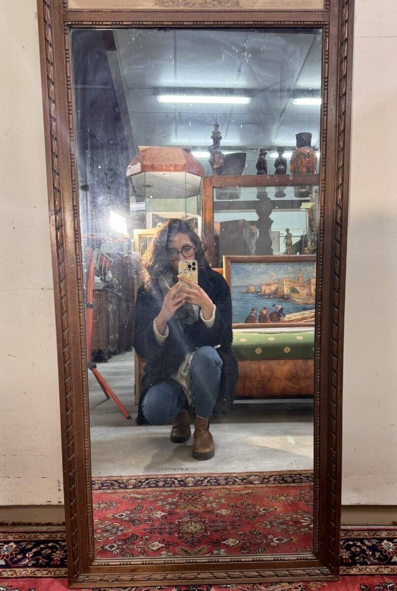 Louis XVI style trumeau mirror in carved wood