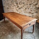 Old French farmhouse table – Rustic workshop table with 3 drawers