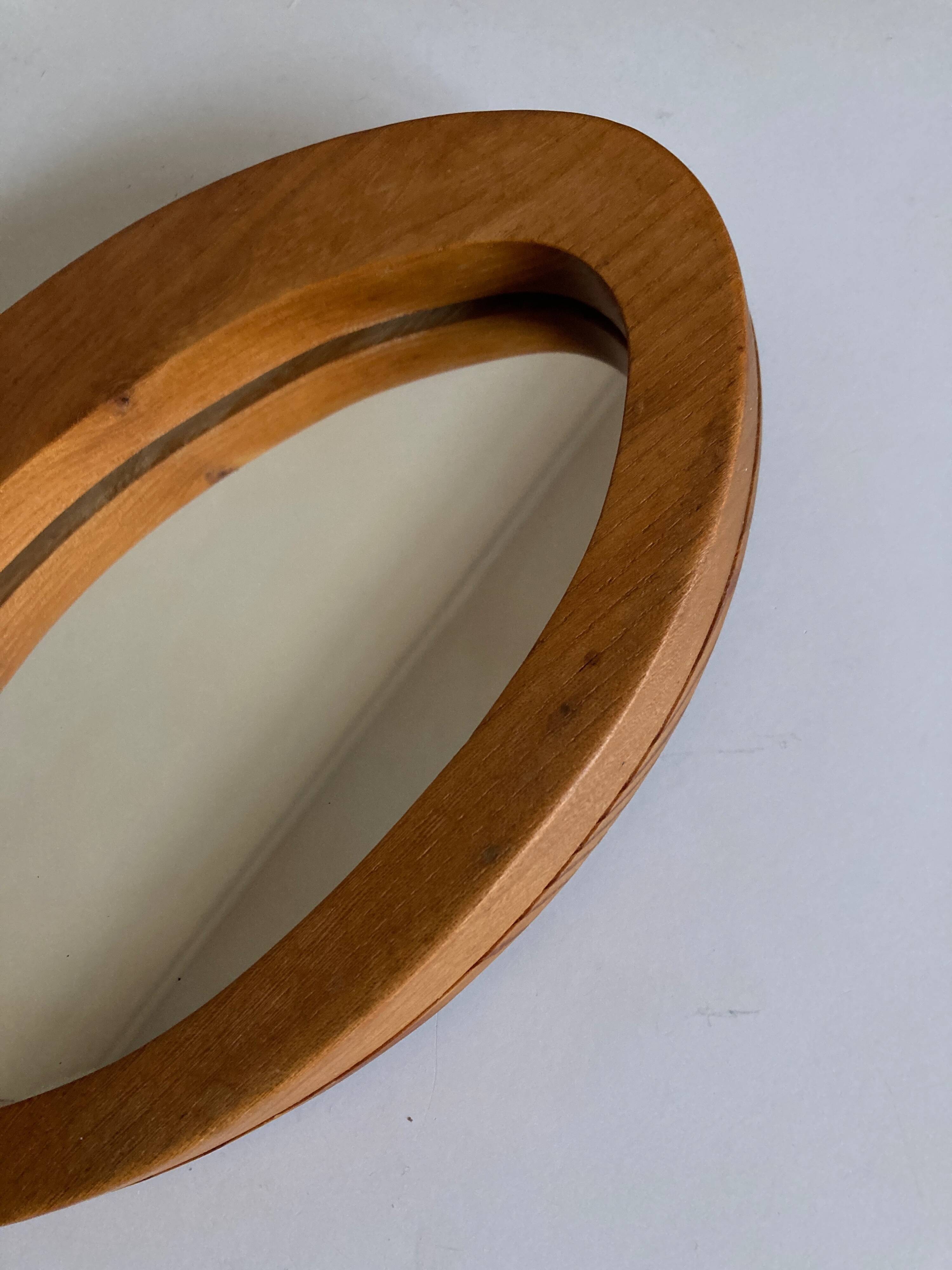 Pine mirror with asymmetrical design, 1960